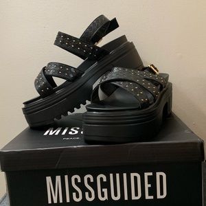 Black Stud Cleated Sandals